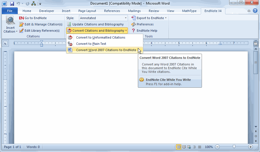 Import References From Word To Endnote